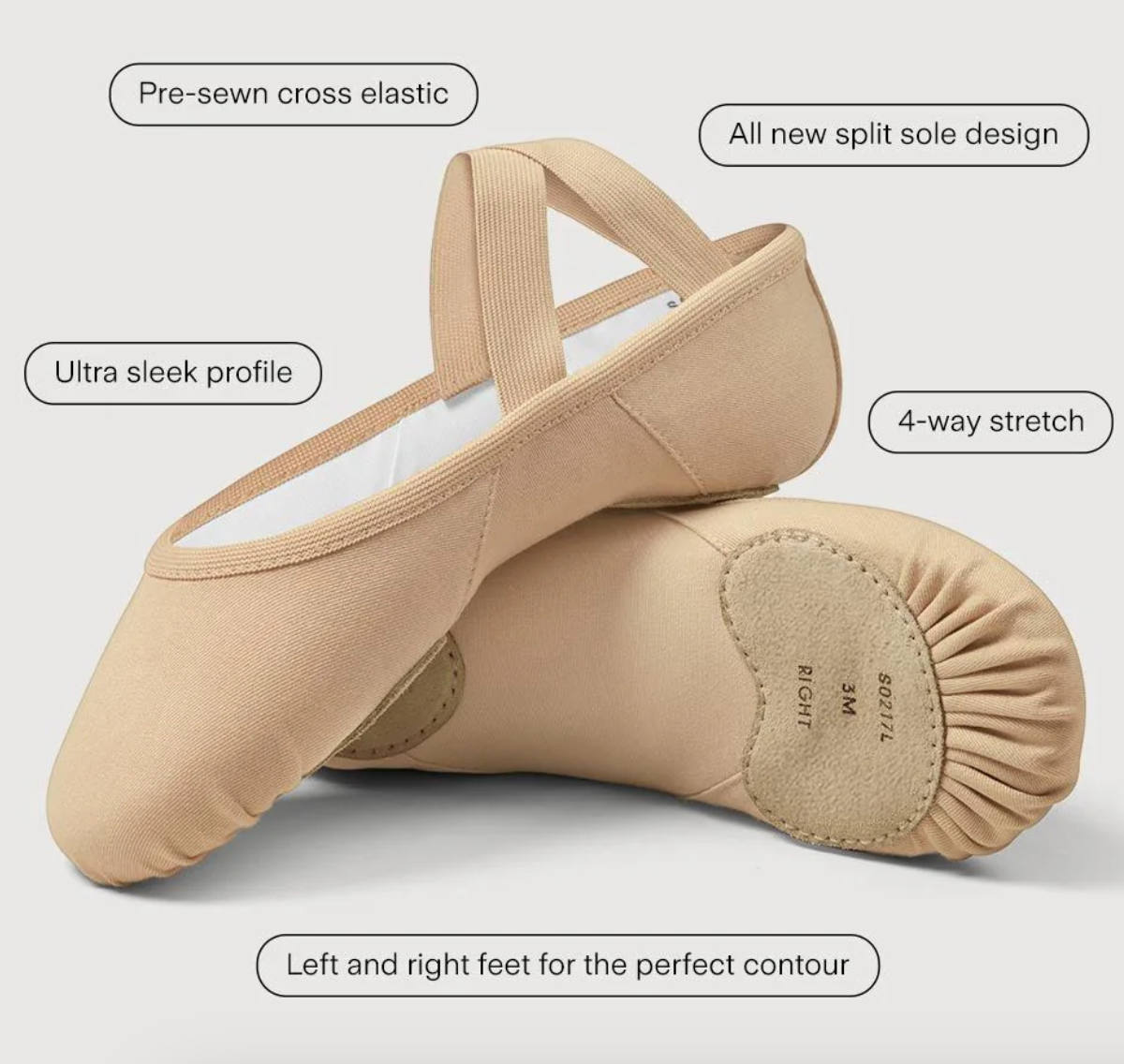 Danzcue Adult Women's Split Sole Canvas Ballet Slipper, New In Box